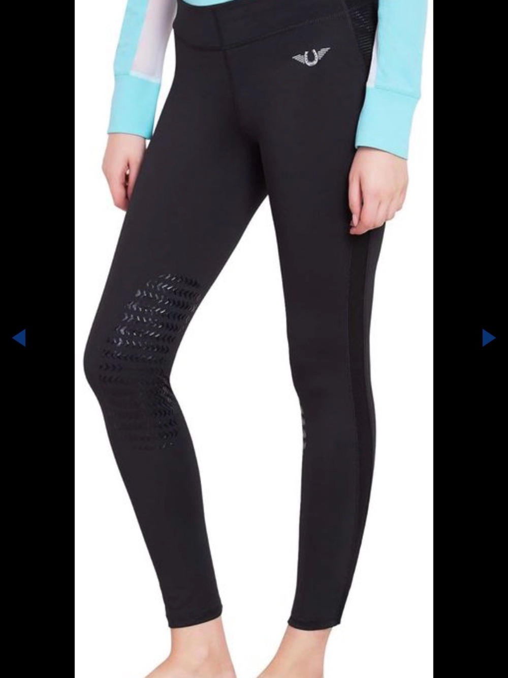 Women's Black Grip Knee Riding Leggings with Subtle Logo